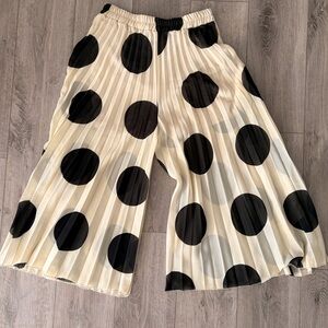 Polka Dot Pleated wide leg cropped pants